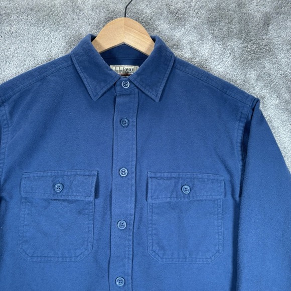 L.L. Bean Other - Vintage LL Bean Chamois Cloth Shirt Mens L Blue Thick Cotton Flannel Button Up